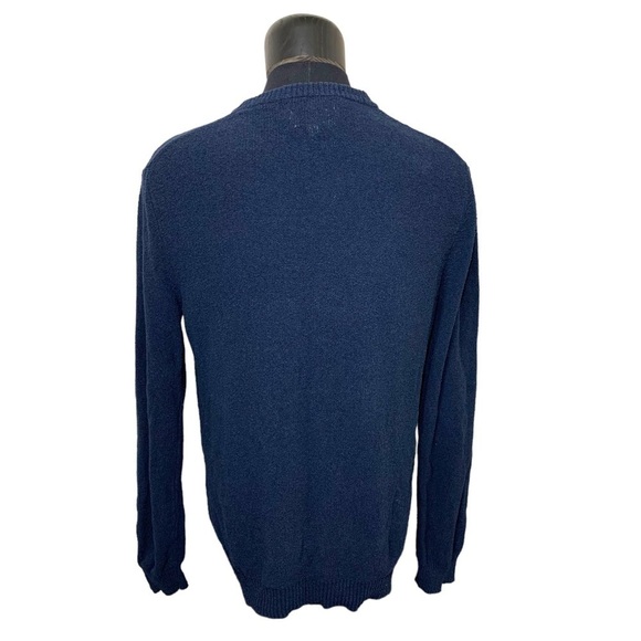 Frank & Oak Knit Pullover Sweater Men XL Navy Blue Textured Crew Neck Minimalist - Picture 2 of 13